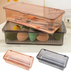 4 ชิ้น พร้อมฝาปิดและที่คว่ำจาน ถาดใส่ช้อนส้อม กล่องพลาสติกเก็บของขนาดใหญ่ กล่องเก็บของใสกันฝุ่นสำหรับโต๊ะอาหาร กล่องเก็บแปรงแต่งหน้าเครื่องสำอางอเนกประสงค์