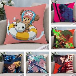 Bandai | One Piece Franky Cyborg Anime Plush Pillow Cover Soft Short Plush Cushion Cover For Sofa Bedroom Home Decor Gift Decoration