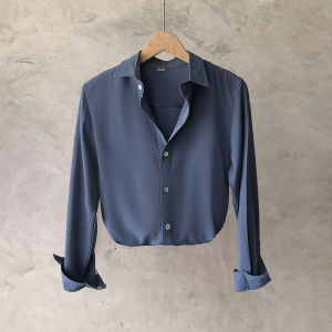 Black Casual Loose Long Sleeve Mens Shirt Youth Popular Business Casual Standard Fit Polyester Fiber Polyurethane Elastic Fiber