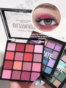 Miss Lara Smoky Eye Shadow Palette 16 Colors Waterproof Sweatproof Long-lasting Multi-texture Sparkling Purple Green Multi-color Makeup for Children Stage Performance
