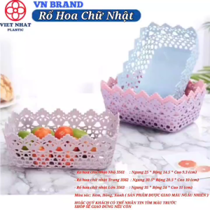 COMBO Rổ Hoa Chữ Nhật Đựng Đồ Decor Phòng Xinh Xắn Màu Sắc Nhã Nhặn - Nhựa VIỆT NHẬT