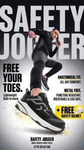 Safety Jogger FREEDOM S1 PS Low – Lightweight Metal-Free ESD Safety Shoes Extra Wide Toe