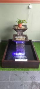 S10 Brown Feng Shui 4x3 Water Pond Fountain Garden Water Feature Balinese Sandstone 风水流水喷泉瀑布池 Fish Waterfall Home