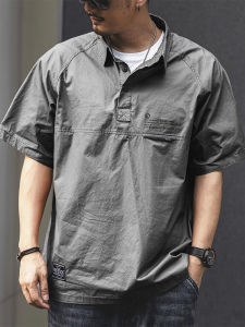 Loose Fit Summer Thin Short Sleeve Workwear Polo Shirt Mens Casual American Retro Style T-Shirt Youth Fashion Basic Style
