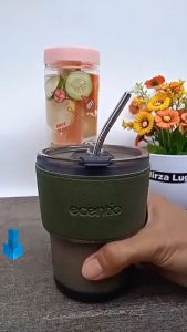 PROMO BELI 1 GRATIS 1!!! TUMBLER GELAS KACA VINTAGE AESTHETIC BOTTLE CUP FOR COFFEE SIMPLE ELEGAN WATER 400 ML