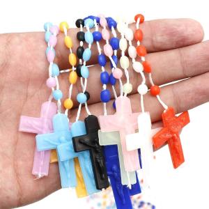 12/120Pcs Plastic Rosary Beads Cross with Jesus Necklace  Catholicism Prayer Religious Jewelry