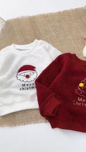 Áo Thu Đông In Hình Cây Thông Noel Cho Bé Áo Dài Tay Chất Lông Cừu Cho Bé Từ 7-20Kg MOONHOUSE