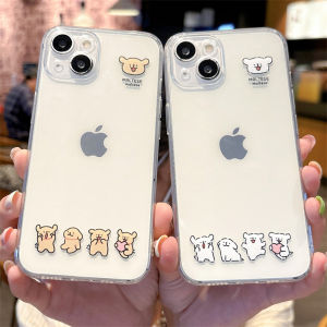 Cute Couple Line Dog Cartoon Silicone Transparent Mobile Phone Case for  15Promax 14Plus 13 New Model 12Mini Creative 11 Personality 17 Simple XR 8P