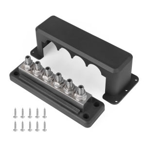 600A 12-48V Bus Bar Terminal for Caravan Truck Boat Car Camper RV Caravan 6 Post Power Distribution Block M10 Rating Bar Pair