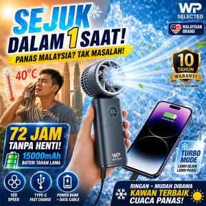 Kipas Pegang Tangan Mudah Alih Seleked 15000mAh Portable Fan Handheld Fan Kipas mini 100 Level Adjustment Rechargeable fan Cooling Fan mini/hand-held fans with Adjustable Lanyard Digital Display可挂脖/手持风扇