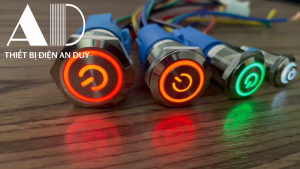 Công tắc nhấn nhả Nút nhấn đề (Phi 19mm) Có đèn LED 5V-24V 110-220V