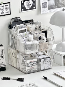 Acrylic Desktop Organizer Box Office Stationery Cosmetic Storage Basket Student Desk Supplies Holder Simple Universal Design