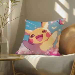 Bandai | Pokemon Lucario Anime Plush Pillow Cover Soft Short Plush Cushion Cover For Sofa Bedroom Living Room Home Decor Gift