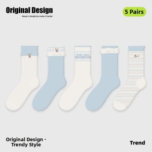 Breathable Thin Ruffled Graphic Mid-Calf Women Socks