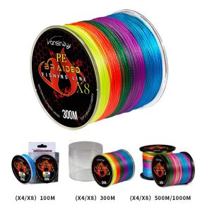 PE 100M/300M PE 4 Strands/8 Strands Braided Fishing Line  Abrasion Resistant Braided Lines High Performance Super Smooth