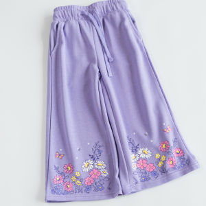 Girls Wide Leg Pants Flared Trousers Autumn Fleece Childrens Loose Pants Kids Clothing Toddler Girls Pants Floral Pattern