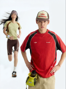 JNXS | Contrast Stitching Outdoor Summer T-shirt High Elasticity Loose Fit