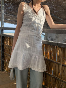 Váy Xếp Ly Kiểu Pháp Thanh Lịch Mùa Xuân 2024 Cho Nữ Váy Cotton Cổ Chữ U Không Tay Dài Vừa Phải Thường Ngày