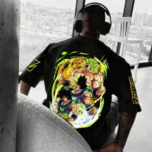 Dragon Ball Anime Joint T-shirt 2025 Mens Summer New Broli Color Printed American Hip Hop Casual Loose Short Sleeved Top