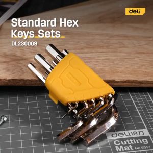 Deli หกเหลี่ยม กุญแจหกเหลี่ยม ชุดประแจหกเหลี่ยม ประแจหกเหลี่ยม หกเหลี่ยมเหล็กแข็งเกรด CR-V หกเหลี่ยม 9ตัว/ชุด