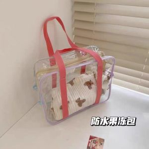 Transparent Backpack Mens and Womens Large Capacity PVC Plastic Jelly Pu Traveling Bag Toddler Childrens Bag Beach Waterproof Schoolbag