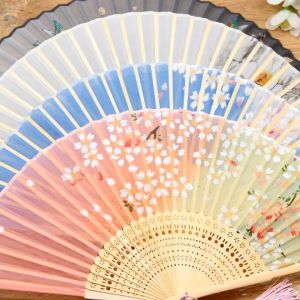 1* Chinese Style Folding Fan Bamboo Antique Folding Fan Chinese StyleFan Summer Female Dance Fan Portable Elegent Flower Hand Held Fan