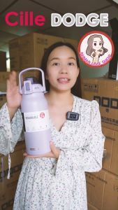 Dodge 1.3L (1300ml.) ขวดน้ำสแตนเลส SUS316 มีหลอดดูด Ecochang