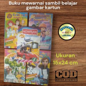 Buku mewarnai sambil belajar gambar karakter 15x24 cm