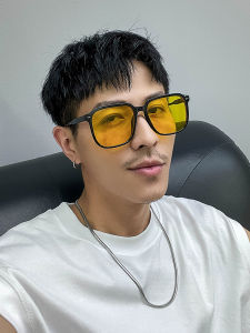 แว่นกันแดดสีเหลืองระดับไฮเอนด์สําหรับขับรถผู้ชายและผู้หญิงพร้อมเลนส์เรซินป้องกันรังสียูวีตามใบสั่งแพทย์เหมาะสําหรับทุกรูปทรงหน้า