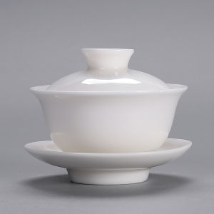 Cốc Trà Gốm Sứ Dày Bằng Gốm Sứ Trắng Không Bỏng Dùng Tại Nhà Cốc Trà Gongfu Ba Phần Có Nắp Cốc Trà Gốm Sứ Bằng Gốm Sứ White Porcelain