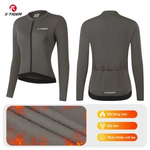 x-tiger | X-TIGER Nữ Mùa Đông Đi Xe Đạp Áo Ấm Tay Dài Full Dây Kéo Đường Núi Xe Đạp Áo Thoáng Khí Nhanh Khô Chống Gió Túi