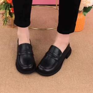 Leather Flat Bottom Loafers Womens Shoes Spring Autumn New Style British Style Thick Bottom Flat Versatile Small Leather Shoes