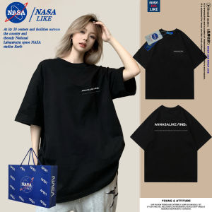NASA American Retro Pure Cotton Short Sleeve T-Shirt Womens Loose Couple Clothes Spring Summer Top New 2025 Fashion Brand