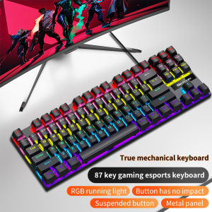 NexusClick K87 Mechanical Gaming KeyboardWired USB Plug&Play 50 Million Keystroke Shaft RGB Full Key No Conflict Office Keycaps