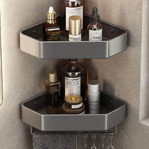 Bathroom Shelf No Drill Corner Space Aluminum Storage Rack Wall Mounted Triangle Basket Shower Room Storage Organizer FR2006