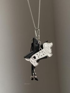 Korean Style Sweet Cool Silver Sausage Dog Star Pendant Necklace Sweater Chain Bag Charm Fashion Jewelry Accessory