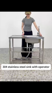 【Bearing weight 500kg】304 stainless steel kitchen sink outdoor sink deepening flume/Rust-proof/anti-mildew vertical sink portable sink kitchen sink laundry sink commercial restaurant sink single sink built in sink 水槽