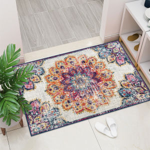 VIKAMA BOHO Bắc Âu Thảm Cửa Dễ Dàng Vệ Sinh Retro Lối Vào Phòng Khách Phòng Ngủ Phòng Tắm Thảm Trải Sàn Polyester Chống Thấm Nước Trang Trí Nhà Cửa