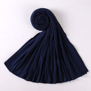 มุสลิมธรรมดาผ้าฝ้ายฮิญาบผ้าพันคอสีทึบเย็บดียืดนุ่ม Turban HEAD Wraps Shawl Foulard Femme
