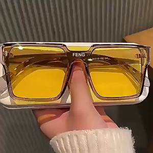 Fashion Retro Disco Jumping Square Stylish Black Frame Sunglasses Decoration Trendy Mens Street Shot Shape Sunglasses