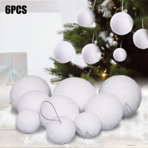 6PCS White Christmas Ball 4/6/8cm Christmas Tree Foam Snowball Pendant Christmas Home Party Decorations
