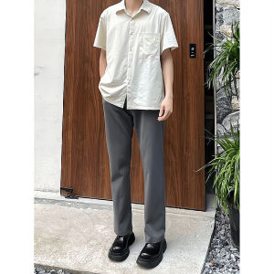 กางเกงขายาวทรงตรงผ้าไหมน้ำแข็งสำหรับฤดูร้อน กางเกงขายาวทรงตรงบางเฉียบ ทรงหลวม ทรงลำลอง ทรงขากระบอกเล็ก กางเกงขายาวทรงตรง