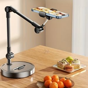 Tabletop Overhead Tripod Stand With Ring Light Mobile Phone Holder And Boom Arm Portable Shooting Tripods Multi-Angle Adjustable