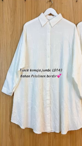 Kemeja Putih Jumbo Ld 140 Cm Bahan Polo Linen Bordir Fit To 5XL