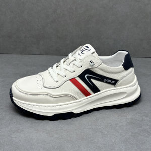 Mens Casual Shoes Versatile Leather Breathable Thick Bottom Slip-On Style Fall Season New Design Fashionable Dequan Sneakers