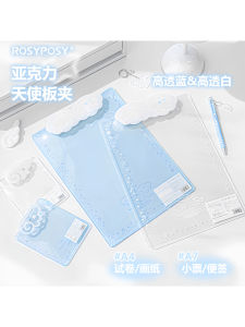 Acrylic Angel Board Clip File Folder Transparent High Aesthetic Value A7 Writing Pad Paper Student Exam Paper Clip Study Supplies Stationery Hanging Clip Board