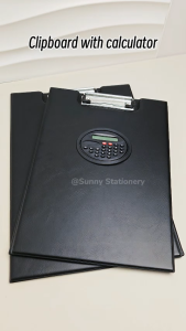 A4/Long Leather Clipboard with Calculator Metal Clip Paper Organizers File Folder Waterproof