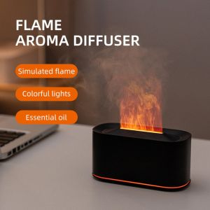 Flame Essential Oil Diffuser Colorful Flame Diffuser Humidifier 7 Colour Lights Noiseless Essential Oil Diffuser with Auto Off