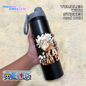 Luffy Gear 5 Tumbler with sticker (K1 - Large) hot & cold sports water bottle Stainless Steel 750ml/25oz Vacuum steel thermos Double Wall Insulated BPA free Leak Proof and with box