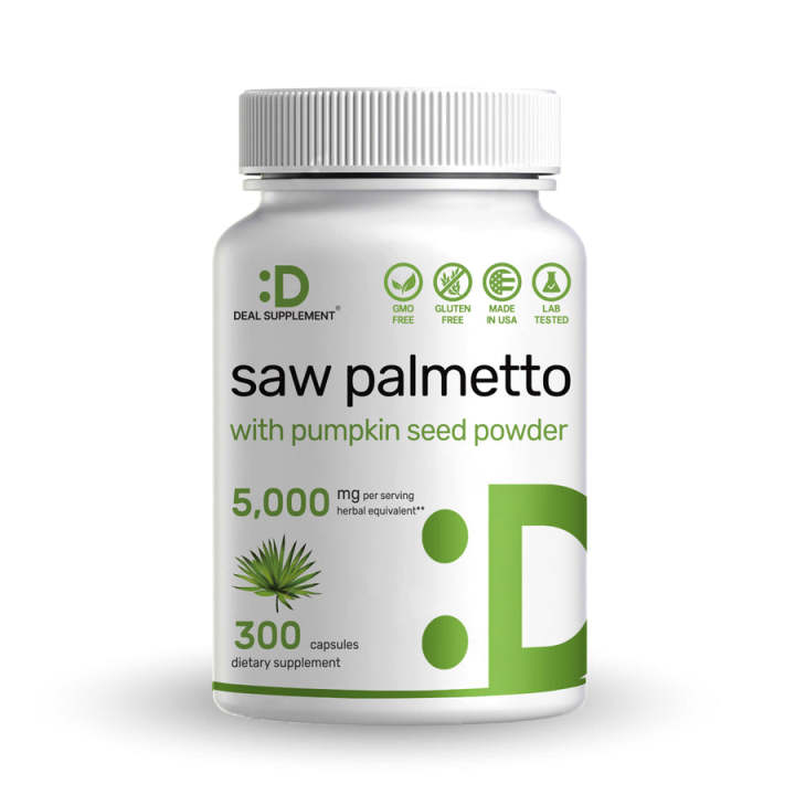 Saw Palmetto 5000mg Pumpkin Seed 300 Capsules hair loss balance DHT
